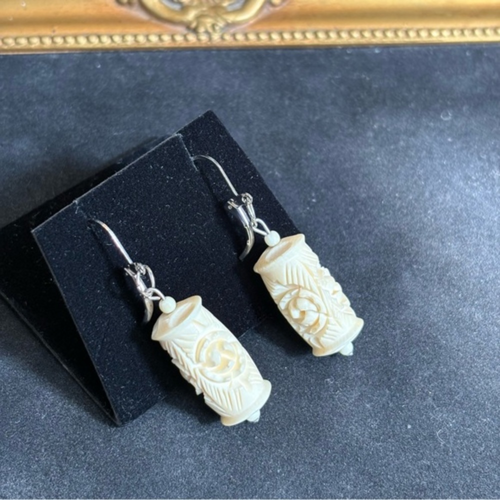 Elegant Carved Bone Earrings